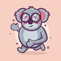 allegro koala animale personaggio portafortuna in esecuzione isolato cartone animato nel piatto stile design vettore