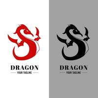 Drago ala viverna silhouette logo design. alato Drago vettore icona