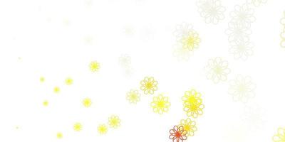 trama di doodle vettoriale giallo chiaro con fiori.