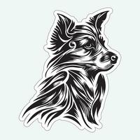 cane arte nero e bianca etichetta per stampa vettore
