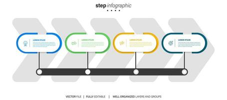 Infografica modello con 4 passaggi o opzioni. vettore