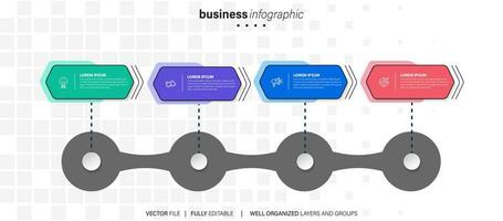attività commerciale Infografica quattro passaggi per presentazione, passo su grafico informativo, vettore illustrazione