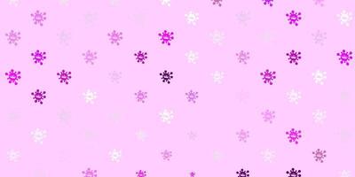 sfondo vettoriale viola chiaro, rosa con simboli covid-19.