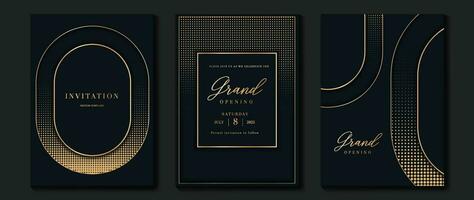 lusso gala invito carta sfondo vettore. d'oro elegante mezzitoni oro modello su nero sfondo. premio design illustrazione per nozze e vip copertina modello, mille dollari apertura. vettore