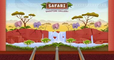 africano safari a caccia carnevale sparare gioco, gamma vettore