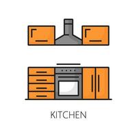 cucina mobilia icona, casa interno articolo cartello vettore