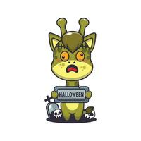 zombie giraffa Tenere Halloween saluto pietra. vettore