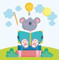 simpatico libro di lettura di koala vettore