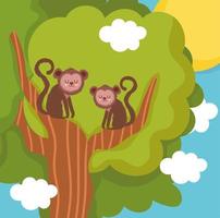 scimmie sul ramo vettore