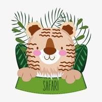 simpatica tigre e segno di safari vettore