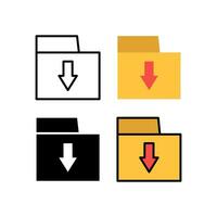 Scarica cartella icona pulsante. cartella icona. giù freccia parte inferiore lato simbolo. clic Qui pulsante. Salva nube icona spingere pulsante per ui ux, web.isolato su bianca sfondo,icona impostare. vettore