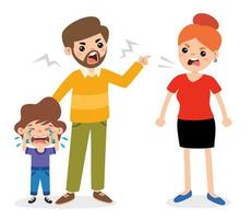 cartone animato illustrazione di arrabbiato famiglia litigare vettore