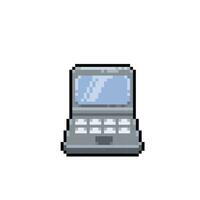 mini il computer portatile nel pixel arte stile vettore