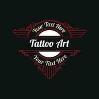Vintage ▾ tatuaggio studio lettering logo con decorativo ornamentale telaio. - vettore. vettore