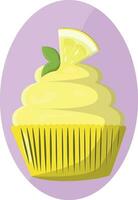 Cupcake con Limone, giallo crema, delizioso cupcake, cartone animato Cupcake isolato vettore