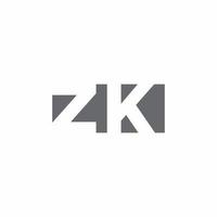 zk logo monogramma con modello di design in stile spazio negativo vettore