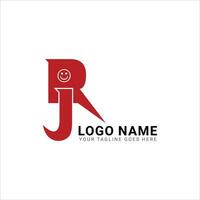 iniziale rj lettera con Sorridi stile logo modello vettore.r j lettera logo design vettore