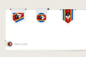 etichetta bandiera collezione di Swaziland nel diverso forma. nastro bandiera modello di Swaziland vettore