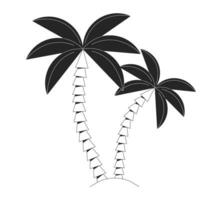 esotico Noce di cocco alberi piatto monocromatico isolato vettore oggetto. decorativo palma albero. modificabile nero e bianca linea arte disegno. semplice schema individuare illustrazione per ragnatela grafico design