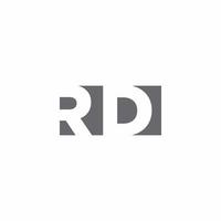 rd logo monogramma con modello di design in stile spazio negativo vettore