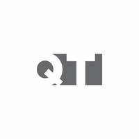 qt logo monogramma con modello di design in stile spazio negativo vettore