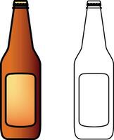 birra bottiglia semplice cartone animato stile vettore illustrazione, birra bottiglia colorato e nero e bianca linea arte isolato su bianca sfondo azione vettore Immagine