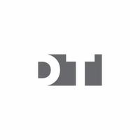 dt logo monogramma con modello di design in stile spazio negativo vettore