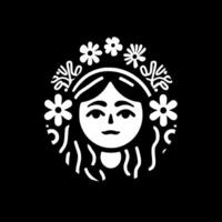 hippy, nero e bianca vettore illustrazione