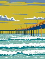oceano spiaggia comunale molo o ob molo nel san diego contea California wpa manifesto arte vettore