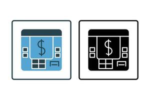 ATM macchina icona. icona relazionato per credito e prestito. adatto per ragnatela luogo disegno, app, utente interfacce, stampabile eccetera. solido icona stile. semplice vettore design modificabile