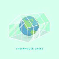 il pianeta terra in una serra trasparente. gas serra o concetto di effetto serra. vettore