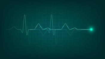 cardiofrequenzimetro verde con segnale. sfondo cardiogramma battito cardiaco. vettore