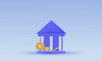 illustrazione unico minimo semplice banca vettore icona 3d simboli isolato su sfondo