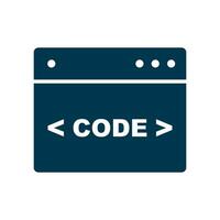 programmazione codice e del browser finestra silhouette icona. fonte codice. vettore. vettore