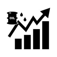 prezzo aumentare bar grafico silhouette icona di greggio olio o petrolio prezzo. vettore. vettore