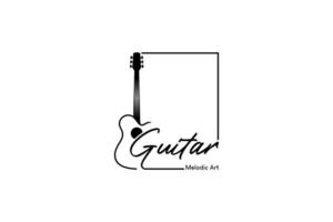 acustico chitarra nel scatola logo design modello, chitarra musica vettore arte logo