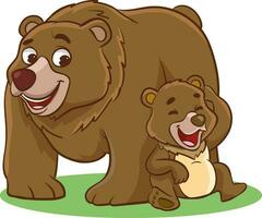 vettore illustrazione di madre orso e bambino orso