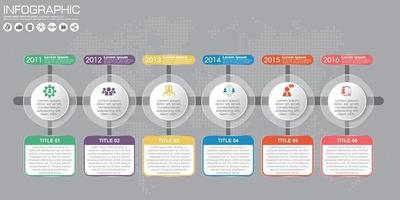 infografica vettoriale timeline. sfondo della mappa del mondo