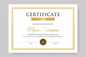 certificato bianco con ornamento in oro vettore