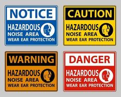 zona rumorosa pericolosa indossare protezioni per le orecchie su sfondo bianco vettore