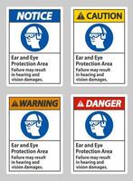 area di protezione dell'udito e degli occhi, un guasto può causare danni all'udito e alla vista vettore