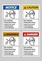 area di protezione dell'udito e degli occhi, un guasto può causare danni all'udito e alla vista vettore