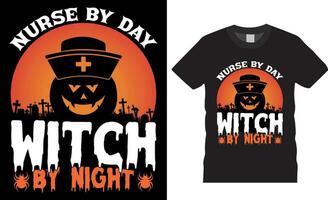 infermiera di giorno strega di notte, Halloween vettore grafico maglietta design