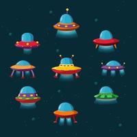 collezione di icone colorate ufo vettore