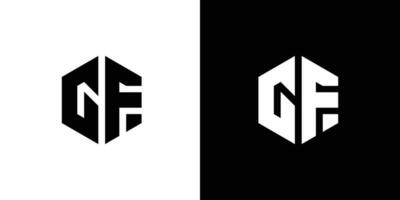 lettera g f poligono, esagonale minimo e professionale logo design su nero e bianca sfondo vettore