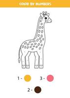 colore cartone animato giraffa di numeri. foglio di lavoro per bambini. vettore