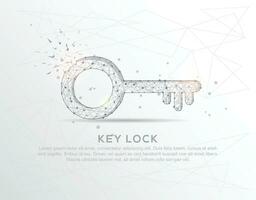 chiave serratura astratto miscuglio linea e composizione digitalmente disegnato nel il modulo di rotto un' parte triangolo forma e sparpagliato punti. vettore