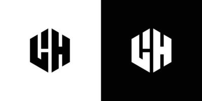 lettera l h poligono, esagonale minimo e professionale logo design su nero e bianca sfondo vettore
