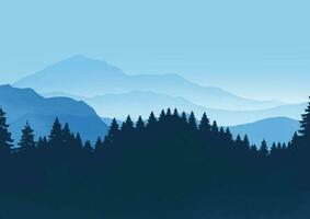 paesaggio sfondo con montagne e alberi vettore