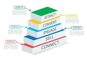 Infografica modello per attività commerciale. 5 livello moderno cerchio i saldi imbuto diagramma, presentazione vettore infografica.